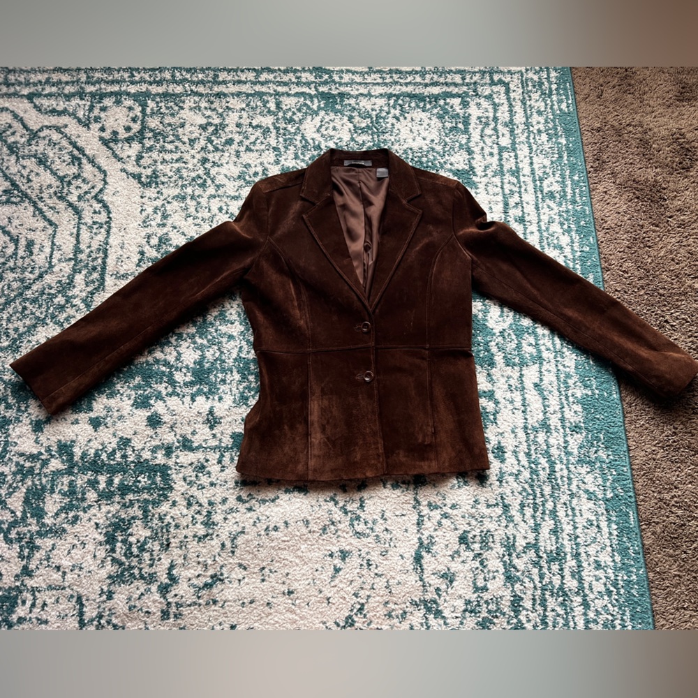 Liz Claiborne Dark Brown 100% Suede Blazer